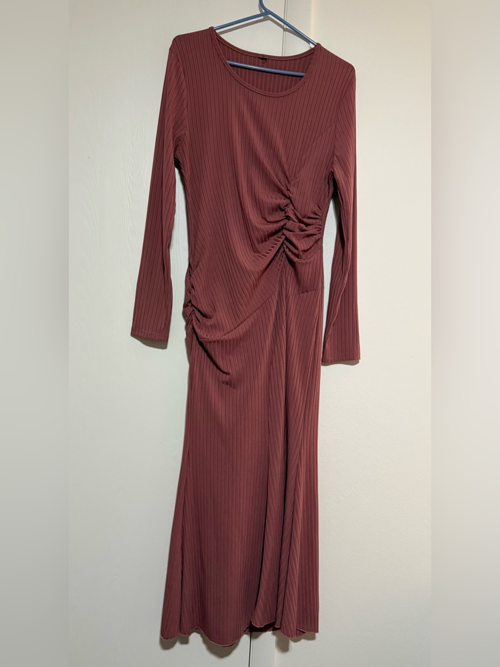 Long Sleeve ribbed Dusty Rose Maxi Dress